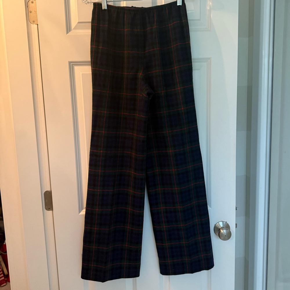 Pendleton Pants Womens Sz 4 Blue and Green Tartan Plaid 100% Wool Tweed Trouser